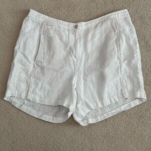 J. Jill Love Linen Bright White 100% Linen 5” Inseam Shorts Size 18 Preppy